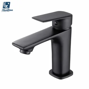 Huadiao Contemporary Luxury Black Matte Basin Mixer Lavatory Faucet Tap