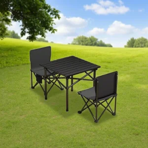 Modern Outdoor Folding Tables and Chairs Portable Oxford Material Steel Pipe Design for Camping Picnic Farmhouse Use