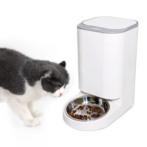 Smart Pet Feeder 4L Semi Automatic Stainless Steel Bowl Waterproof WiFi Mobile App Remote Control Portable Indoor Outdoor Cats