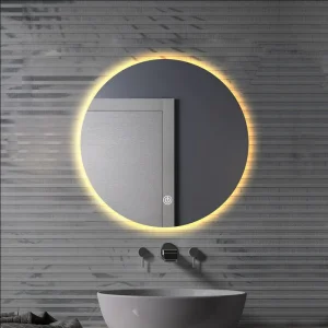Sleek Bathroom Factory Jinghu Vanity Wholesale Furniture Round Smart Home Decor Hotel Mirror with Advanced Anti-Fog LED Lighting