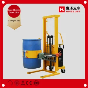 Best Selling 520kg 1.5m Semi Electric Drum Lifter with 180 Degree Rotation