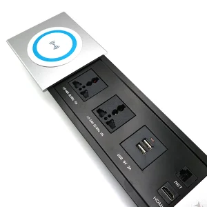 Jiaxin Hidden Black Smart Power Socket Furniture Desktop Sliding With Wireless For Tabletop