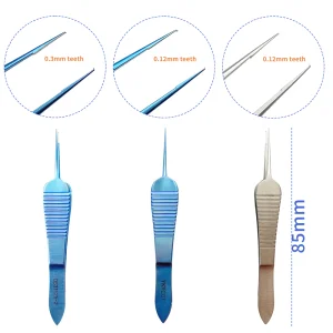 Titanium Eye Castroviejo Suturing Forceps Ophthalmic Tweezers 1*2 Teeth Eyelid Ophthalmic Instrument