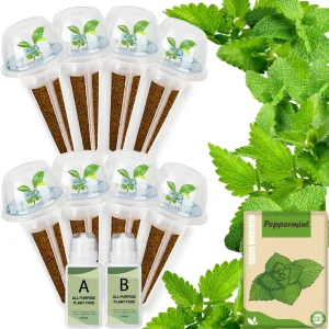 Custom Indoor Hydroponics Peppermint Herb Seed Pod Refill Kit 8 Pods Biodegradable Breathable Smart Garden Systems