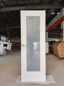 Interior French Door White Primed 1 Panel Glass Wooden Door with Smart Lock Door