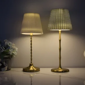Luxury Vintage Twisted Stem Cordless Color Base Rechargeable Table Lamp