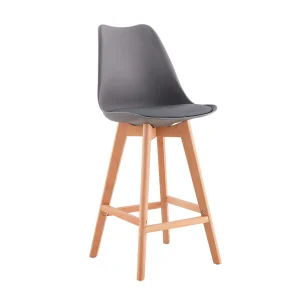European-style Modern Commercial Counter Height Plastic Bar Chair Simple Backrest High Stool Durable Wooden Legs Soft Customized