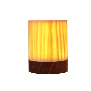 Circular Column Wood LED Mood Night Light Table Decorative Lamp