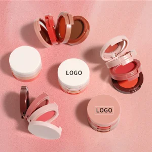 3 in 1Custom Logo Private Label Vegan Long Lasting High Pigment Pressed Powder Highlighter Blush Highlighter for Face Sculpt