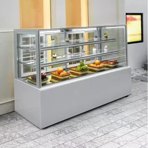 Small-Scale Bakery Display Cooler Square Cake Cabinet with Curve Glass for Cupcakes and Pastry Chocolate Refrigerator