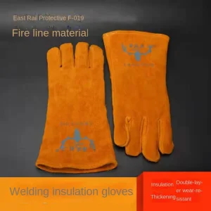 Cowsplit Leather Working Gloves Long Cuff Welding Heat Protective Resistant