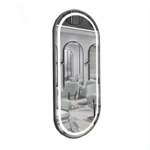 Salon Mirror Stainless Steelbarber Wall Mounted Barber Chair LED Mirror