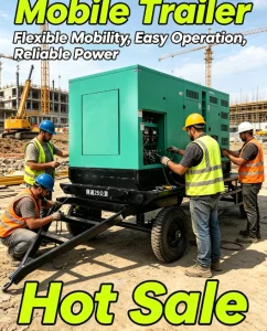 50kVA 40kW Trailer Diesel Generator Outdoor Construction Power Genset