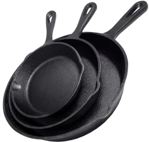 Professional Chef Cast Iron Skillets Set 3 Piece