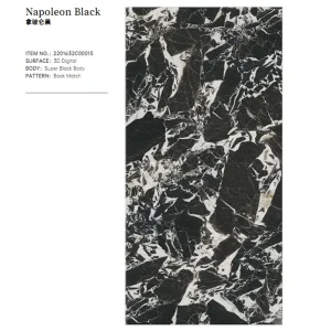 Grand Antique Black Marble Large Porclain Glossy Napoleon Black Sintered Stone Slab