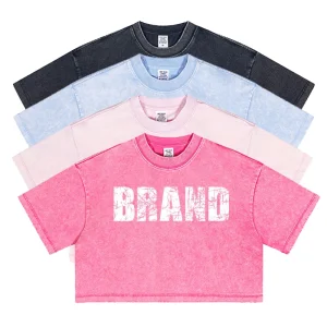 Vintage Women's Crop Top Acid Wash T Shirt