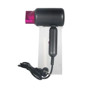 Professional Home &amp; Salon High-Power Hair Dryer - Sleek Matte Black with Vibrant Magenta Accents Blue Light Negative Ion Technology for Frizz-Free, Shiny Hair