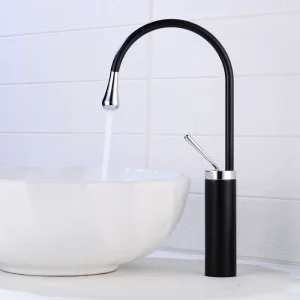 Morden Black Faucet Tap Bathroom Sink Faucet Single Handle Hole Deck Mounted Wash Hot Cold Mixer Tap Wash Basin Mixer