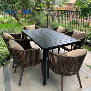 Modern Hot Sale Outdoor Rope Rattan Furniture Garden Patio Hotel Dining Table and Chairs