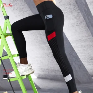 Huihe Mesh Pocket Yoga Pants Moisture Wicking Sports Fitness Leggings