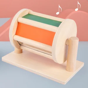 Infant Safe Montessori Wooden Spinning Drum Educational Toy
