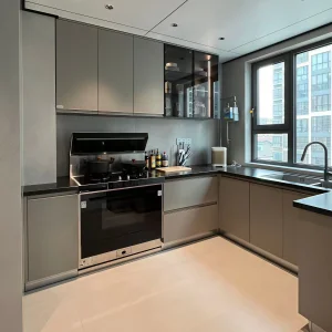 Modern Kitchen Compact L Shaped Melamine Kitchen Cabinet with Storage