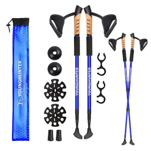 Lightweight 65-135cm Available Blue Color Aluminum Trekking Poles with Anti-Shock Cushioning Telescopic Adjustment