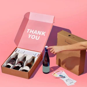 Caixa de presente dobrável de papelão corrugado impressa sob medida para vinho tinto, bebidas espirituosas, cerveja, bebidas, copos, garrafas, embalagem de envio, caixas de embalagem