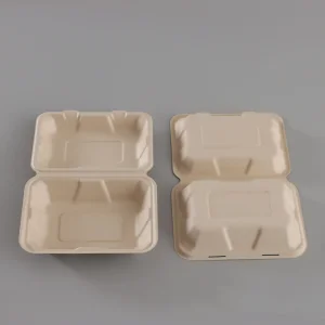 Container de Alimento Descartável de Bagasse Clamshell