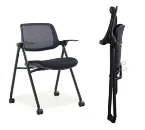 Training Foldable Chair with Mesh Backrest Fabric Seat, Wheels, No Installation