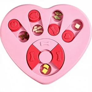 Heart-Shaped Slow Feeder Puzzle Bowl