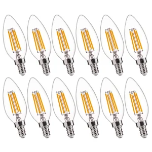 Dimmable LED Candelabra Bulb E12 Base C35 Light Bulbs 4W Candle Light Bulb for Chandelier