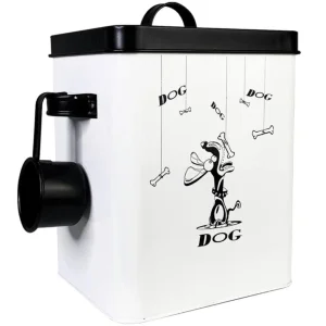 Steel Sealed Cute Dog Treat Pot with Scoop Set for Long-Stem Storage