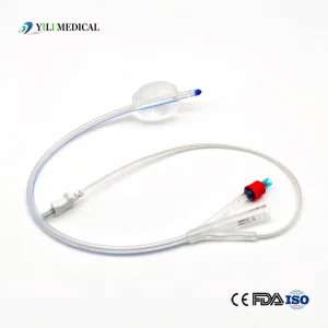 Sonda de temperatura de silicona médica desechable 2-Way 3-Way Catéter de Foley de silicona con temperatura 5-30cc globo