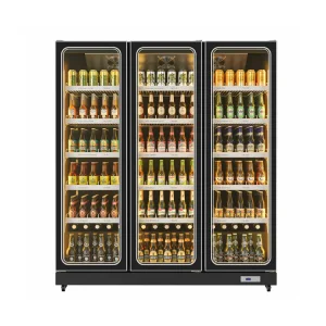Commercial Upright Glass Door Refrigerator Display Cooler for Beverage and Food Storage