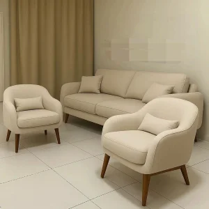 Reclining Wood Fabric Lounge Chair