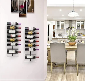 Modern 9 Bottle Wall Mounted Wine Rack Metal Hanging Towel Rack for Home Office Bedroom Living Room and Bathroom Use