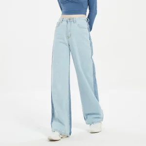 High-Rise Loose Wide-Leg Mop Jeans for Women Fashion Denim Casual Jeans