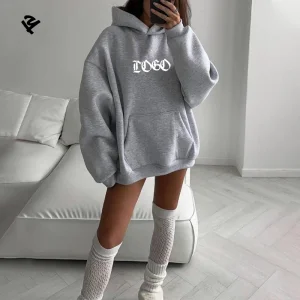 F240549 Custom Hoodies for Women Trendy Oversized Long Sleeve Pullover Sweatshirts Casual Streetwear Fall 2026 Women Clothes