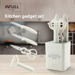 Kitchen Gadget Combination Peeling and Cutting Tools with Storage Base