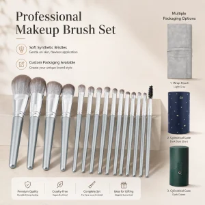 Luxury Silver Handle Makeup Brush Set