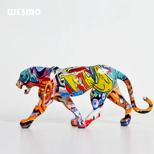Creative Modern Home Decor Colorful Art Animal Leopard Resin Crafts Tabletop Decorative Ornament