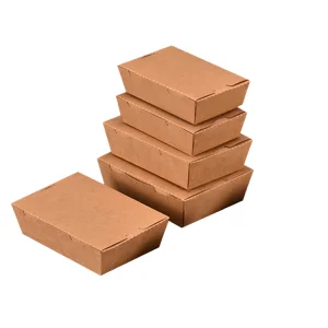 Customized Top Sale Biodegradable Food Packaging Take Out for Restaurant Kraft Paper Box Wholesale From China