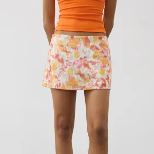 Sequin Floral Print Low-Waist Slim A-Line Mini Skirt