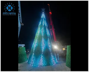 3D أضواء شجرة عيد الميلاد LED RGB، نسخة قابلة للتخصيص، مع تصنيف مقاوم للماء IP65, مناسب لأضواء الزينة الاحتفالية الخارجية