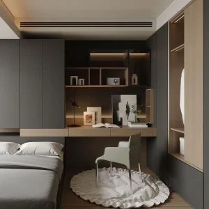 Modern Light Luxury Style Black Residential Design Bedroom Comfortable Large-Capacity Storage Space Custom Design Wooden Tatami Bed