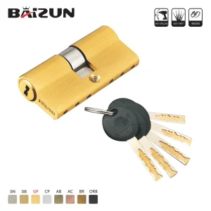 Wooden Door Window Interior Security Brass Keys Metal Lock Cylinder 40-160mm