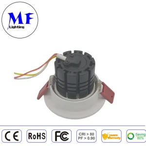 Factory Price Indoor Flicker Free 5 Years Warranty 8W CE/ RoHS 24V Tunable White Aluminum Frame Recessed COB LED Indoor Ceiling Down Light