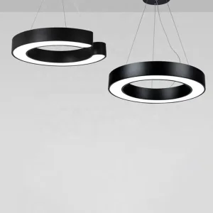 Luz Pendante Redonda de Metal com LED, Lustre em Círculo com Medição no Local para Casa, Escritório, Academia, Luminárias Lineares