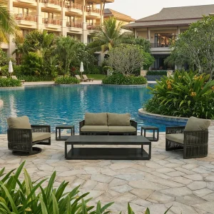 Functional Aluminum Outdoor Coffee Table with Swivel Lounge for Outdoor Use